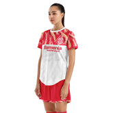 Women Soccer Jersey with Short, ORKY Custom Made Name Shirt, Football Training Kit Lava White Red
